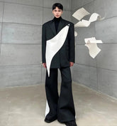 Men's Asymmetrical Suit With Wide-Leg Trousers | HEYFANCYSTYLE